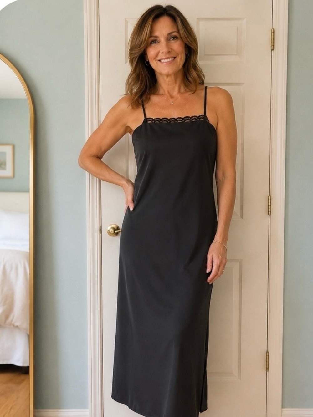 NWT Cider Gray Spaghetti Strap Dress